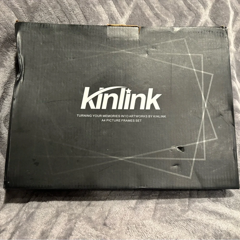 KINLINK A4 Picture Frame White Set of 4,‎ Wooden Photo Frames Matted A5